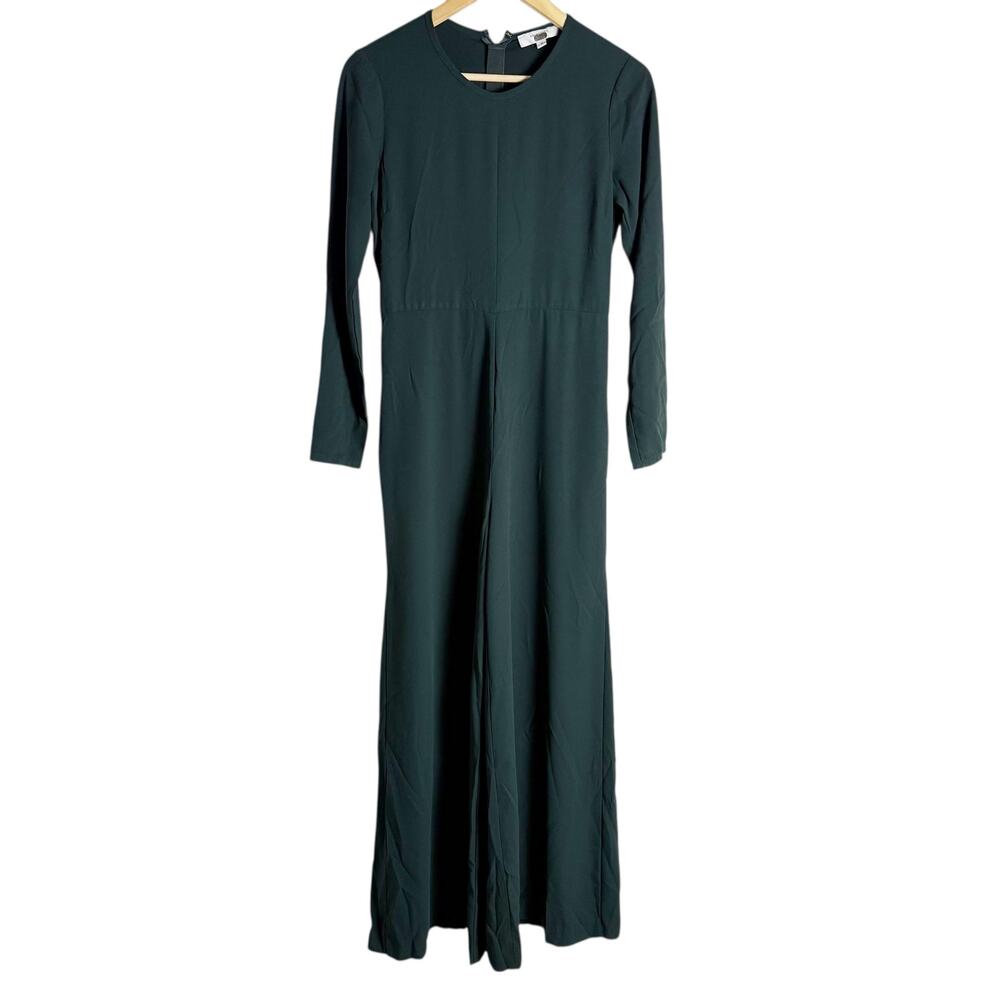 Adam Lippes Dark Green Wide Leg Long Sleeve Crepe Jumpsuit Size 4 - Picture 6 of 15